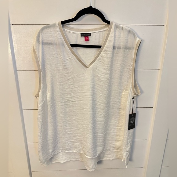 VINCE CAMUTO White Island Oasis V-Neck lightweight plus size career tank NWT 2X - Picture 2 of 10